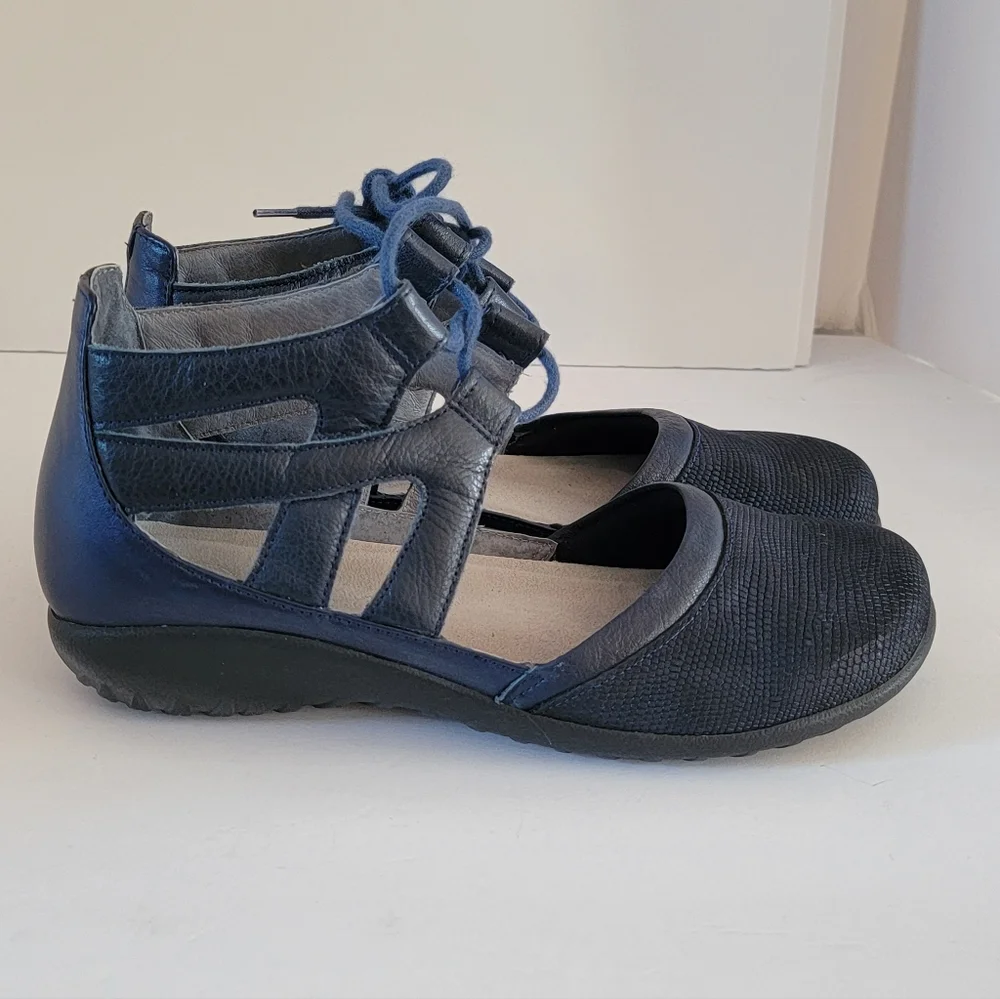 NAOT Kata Leather Lace-Up Comfort Shoes Sandal Navy Blue size 39 US 8 - Picture 5 of 5